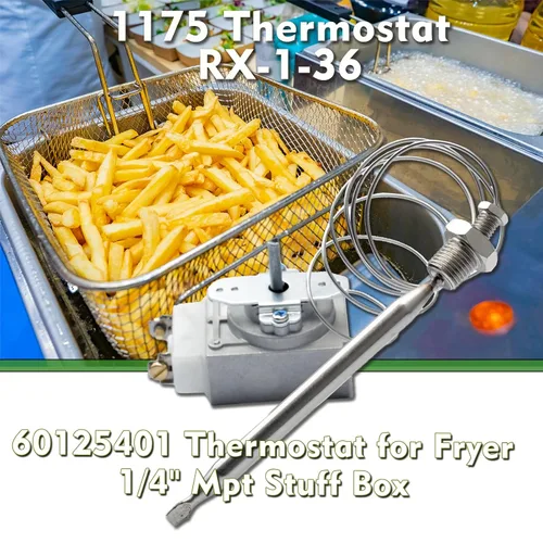 Miniatura 6 de RX-1-36 Termostato para freidora Caja de empaque Mpt de 1/4", termostato 60125401 para freidora profunda compatible con Pitco 60125401 apto