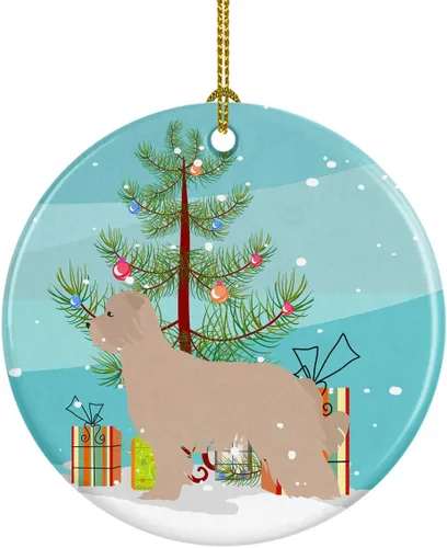 Miniatura 93 de Caroline's Treasures Bulldog inglés «Merry Christmas» adorno de cerámica para árbol de Navidad, decoración colgante para el hogar, Navidad, fiestas