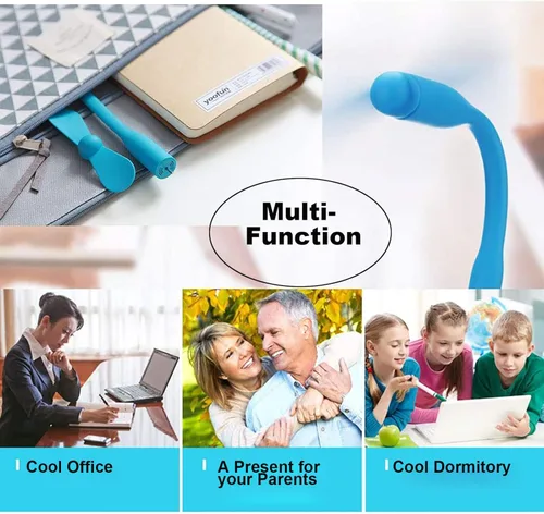 Miniatura 4 de Sokelinn-six Ventilador flexible USB, mini ventiladores de refrigeración portátiles alimentados por USB para banco de energía, portátil, cargador