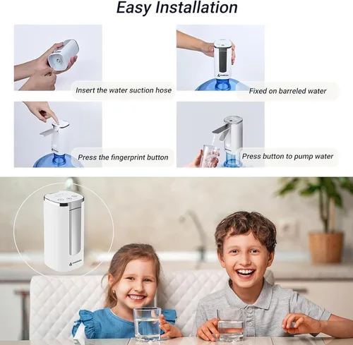 Miniatura 4 de GentleJet Dispensador de agua automático para botella de 5 galones, bomba de agua eléctrica recargable USB-C, pantalla digital, flujo medido
