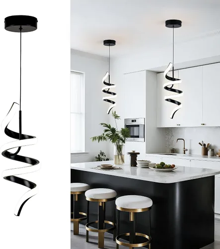 Miniatura 10 de MAYNA Lámpara Colgante LED en Espiral, Candelabro LED Moderno de 18W, 4000K Lámpara Colgante de Altura Ajustable para Cocina, Sala de Estar
