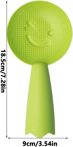 Miniatura 6 de Cuchara de arroz Bonita espátula para servir arroz con cara sonriente Paleta de arroz antiadherente con mango largo, soporte para servir arroz