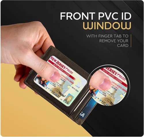 Miniatura 65 de Billetera de cuero con clip para dinero, bolsillo frontal delgado, bloqueo RFID con imán súper fuerte