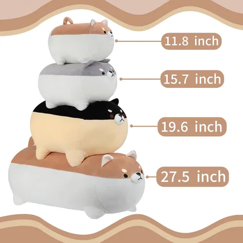 Miniatura 2 de AFAN Shiba Inu - Almohadas de peluche Kawaii de peluche para perro Corgi, lindos y suaves, regalos (negro, 11.8 pulgadas)