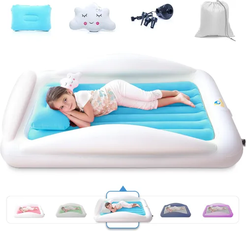 Miniatura 9 de Sleepah Cama de viaje inflable para niños pequeños Cama de aire portátil para niños con protectores de seguridad para niños y bebés – Incluye bomba