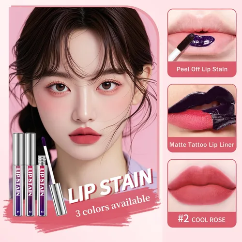 Miniatura 3 de 3 unidades de tinte de labios despegable, tinte de labios de larga duración, delineador de labios impermeable, delineador de labios que se despega