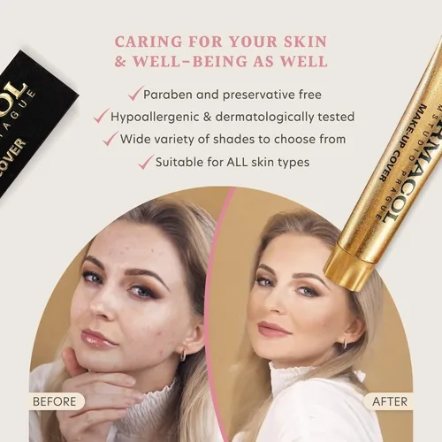 Miniatura 7 de Dermacol - Base de maquillaje líquida de cobertura total, base líquida mate con SPF 30, base resistente al agua para piel grasa, acné y bolsas 212