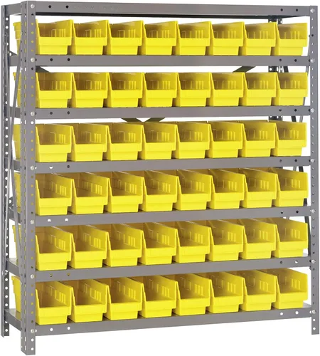 Miniatura 101 de Quantum QSBU-245BK Heavy Duty Shelving Unit with (7) Shelves and (24) QUS245 Black Bins for Garage Warehouse Storage Distribution 400 lb Load