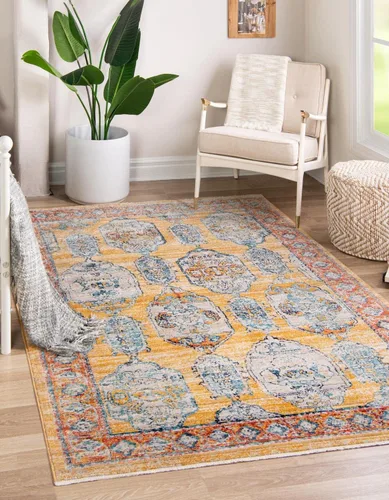 Miniatura 9 de Unique Loom Lola Collection - Alfombra de área, negrita (octágono de 5 pies 1 pulgada, azul/azul claro)