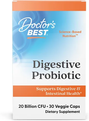 Doctor's Best Cápsulas probióticas digestivas para mujeres y hombres, suplemento de probióticos para la salud digestiva, apoya la salud intestinal y