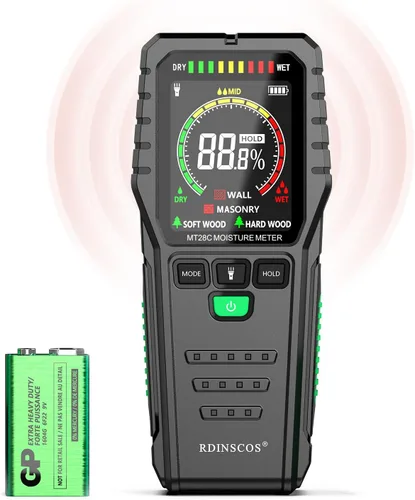 Miniatura 7 de Medidores de humedad sin pines, probador digital de humedad de madera no invasivo, detector de fugas de agua para pared, madera, edificio, leña
