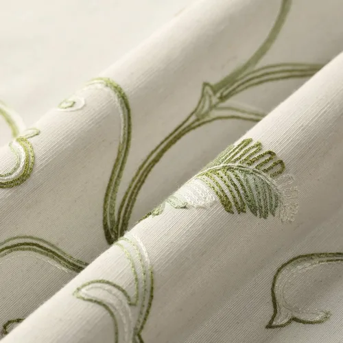 Miniatura 6 de VOGOL - Cenefa de cortinas bordadas con vides, cenefa con bolsillo para ventanas, 52 x 18 pulgadas, verde pasto