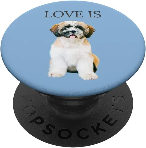 Shih Tzu - Camiseta para mujer y hombre, diseño con texto en inglés "Love", para perro, mamá, papá, mascota, cachorro, con agarre y soporte para
