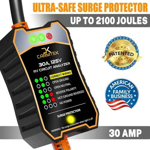 Miniatura 2 de CARMTEK Protector de sobretensiones para RV de 30 amperios - Analizador de circuito para RV con protección inteligente integrada de 30 amperios