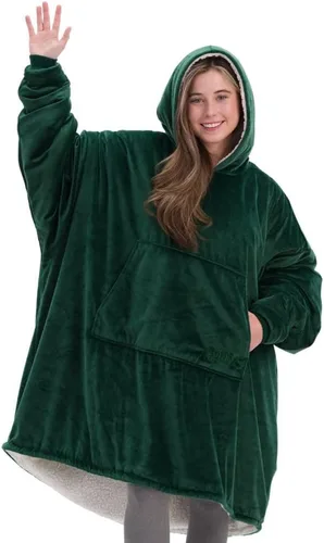 Miniatura 22 de THE COMFY Original - Manta de forro polar de microfibra con forro sherpa, diseño de gran tamaño con capucha y bolsillo de Shark Tank