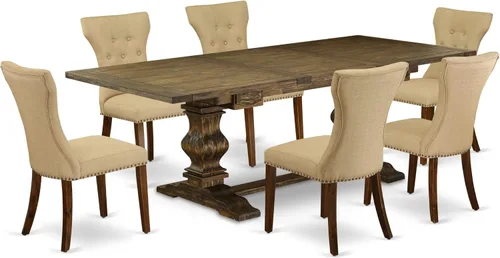 Miniatura 25 de East West Furniture LAGA11-78-03 - Juego de mesa de comedor de 11 piezas, incluye una mesa de comedor rectangular con hojas extraíbles y 10 sillas