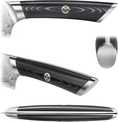 Miniatura 5 de Cangshan KURO Series 504340 - Juego de bloques de cuchillos de 12 piezas, acero Damasco X-7 de alto carbono, gris, 504340