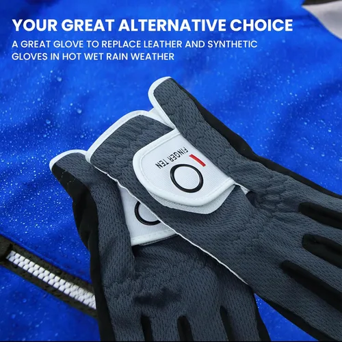 Miniatura 3 de FINGER TEN Guantes de golf para hombre para golfista diestro o zurdo, agarre para lluvia, valor 2 unidades, guante de golf para mano izquierda