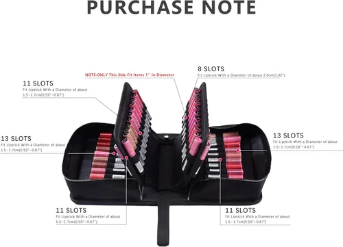 Miniatura 4 de ROWNYEON Estuche organizador de lápiz labial, soporte para lápiz labial, bolsa de maquillaje de viaje, estuche de cosméticos de gran capacidad