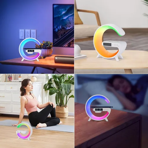 Miniatura 6 de LeeNabao Nuevo cargador de altavoz inalámbrico, luz de ambiente con función de carga inalámbrica, lámpara de mesa, lámpara de noche con reloj