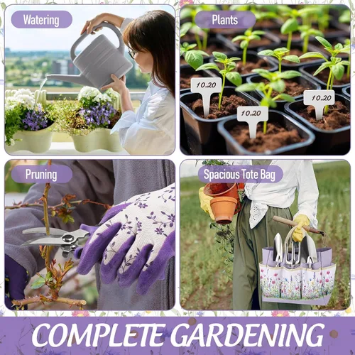 Miniatura 5 de Juego de 21 Herramientas de Jardinería de Servicio Pesado, Regalos de Jardinería para Mujeres, Esposa, Abuela, Herramientas de Mano para Jardín
