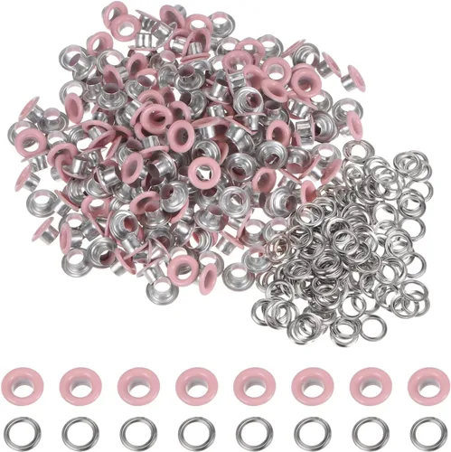 Miniatura 25 de HARFINGTON Juego de 200 ojales redondos de color de 0.394 pulgadas, ojales metálicos con arandelas para álbumes de recortes, zapatos, ropa, lona
