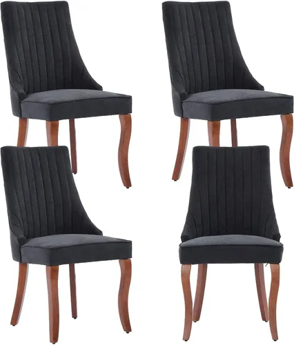 Miniatura 19 de Juego de 2 sillas de comedor, cómodas sillas decorativas tapizadas en tela para cocina y sala de estar, sillas de comedor con acolchado acanalado