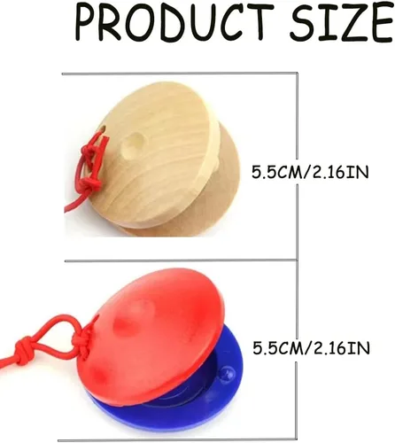 Miniatura 2 de 12 castañuelas musicales, tablero de aplausos educativos, instrumentos de percusión de madera para el aula, castañuelas de dedo (azul y rojo)