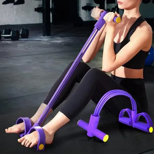 Miniatura 5 de Banda de resistencia con mango de pedal, 6 tubos elásticos de látex natural, cuerda de tracción, bandas de fitness para piernas, brazos, abdomen