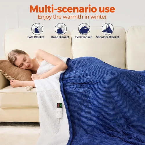 Miniatura 7 de Manta eléctrica Queen de 84 x 90 pulgadas con doble control, protección contra sobrecalentamiento, 10 niveles de calefacción y 1-8 horas 5 ajustes