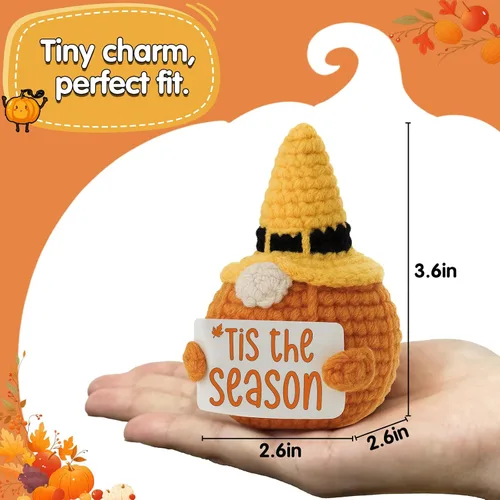 Miniatura 4 de Tis The Season - Muñeca de ganchillo hecha a mano con diseño de sombrero de bruja de Halloween, acogedora vibraciones de otoño, cosecha de Acción