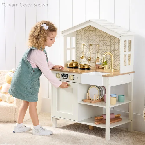 Miniatura 4 de Best Choice Products - Set de cocina de madera de juguete, juego de simulación para niños con almacenamiento de juguetes, perillas con clic