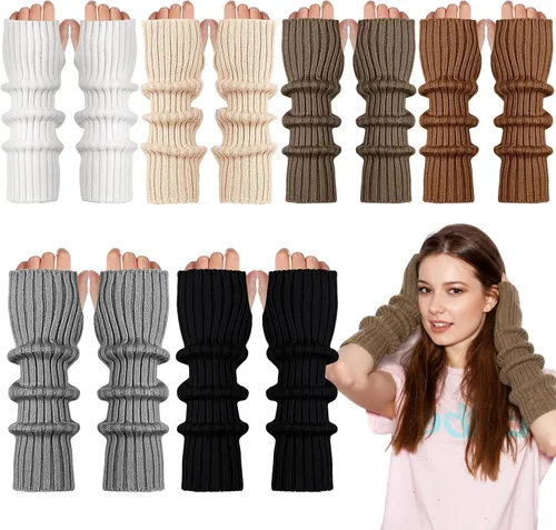 Miniatura 9 de Berlune 6 pares de mangas de brazo kawaii para mujer y niñas, calentadores de brazos de estilo japonés Y2K para disfraz escolar, 6