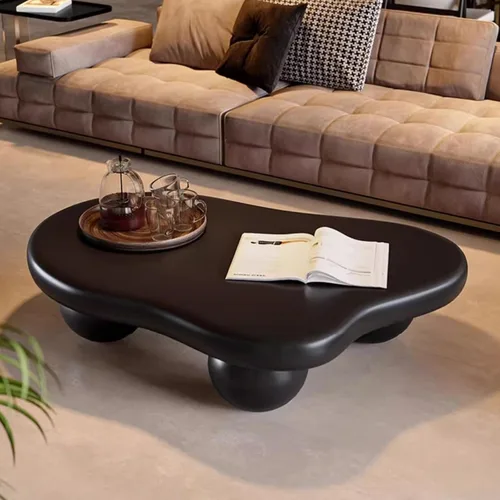 Miniatura 3 de Moderna mesa de centro Cloud con 3 patas redondas, mesas de centro de forma irregular, color crema, bonita forma libre, mesa central para sala