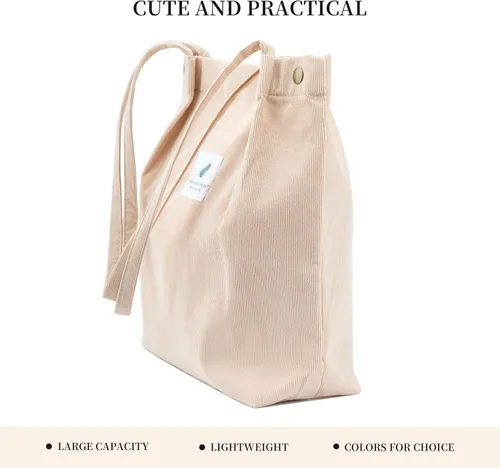 Miniatura 2 de Linda bolsa de pana para mujer, bolsas de hombro de lona para viajes y compras