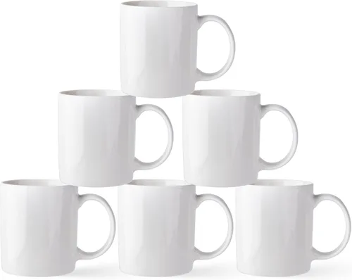 Miniatura 9 de AmorArc Juego de 12 tazas de café de color blanco hueso de 12 onzas, tazas de café de cerámica con mango grande para hombre, mujer, juego de tazas