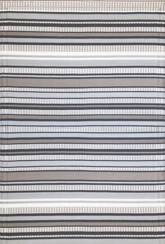 Miniatura 6 de Mad Mats® Alfombra geométrica para exteriores, tapete de plástico reversible (4 x 6 pies, tejido de cesta, piedra blanca)