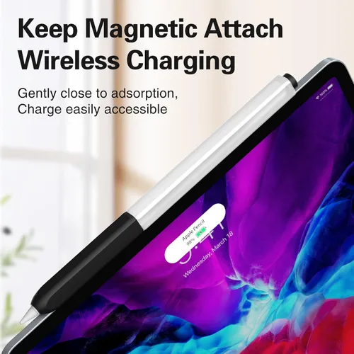 Miniatura 5 de Funda compatible con Apple Pencil Pro / Apple Pencil de 2ª generación, silicona translúcida duotone, [con 10 puntas de silicona] (negro)