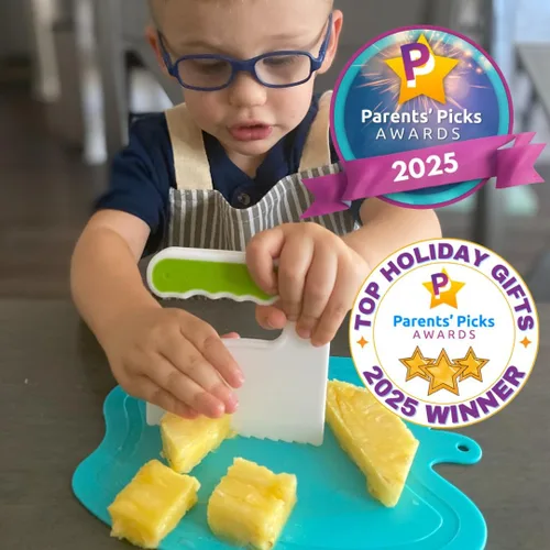 Miniatura 3 de Tovla Jr. Ultimate Montessori - Juego de regalo de cocina para niños, cuchillo real, picador, guantes de seguridad, pelador, cortadores, tabla