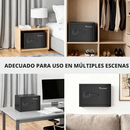 Miniatura 7 de Caja fuerte Bonsaii, caja de seguridad de 0.6 pies cúbicos con teclado electrónico, estante removible, para objetos de valor, joyas y documentos
