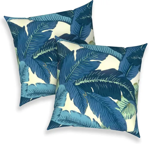 Miniatura 95 de Juego de 2 almohadas para exteriores de 16 x 16 pulgadas, repelentes al agua con interiores, para muebles de patio, hogar, jardín, geometría bohemia