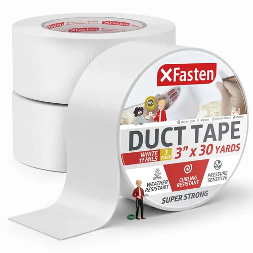 Miniatura 13 de XFasten Cinta adhesiva superfuerte, color blanco, 24.9 x 90.6 ft, cinta adhesiva impermeable para uso al aire libre, interior, escuela e industrial
