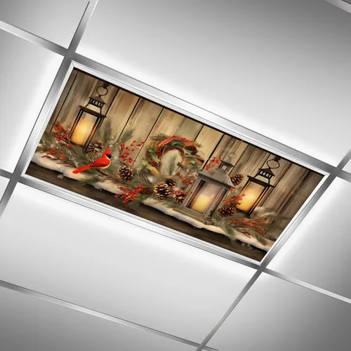 Miniatura 10 de Cubiertas de luz fluorescente de ciervos navideños para aula, 4 x 2 pies, cubierta roja para luz de techo de automóvil, decoración de hospital