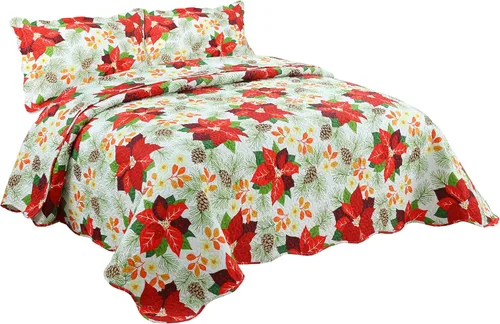Miniatura 8 de Marina Decoration Juego de colcha de 2 piezas con estampado de Pinsonic en relieve, ultra suave, juego de edredón de verano y Navidad con 1 funda