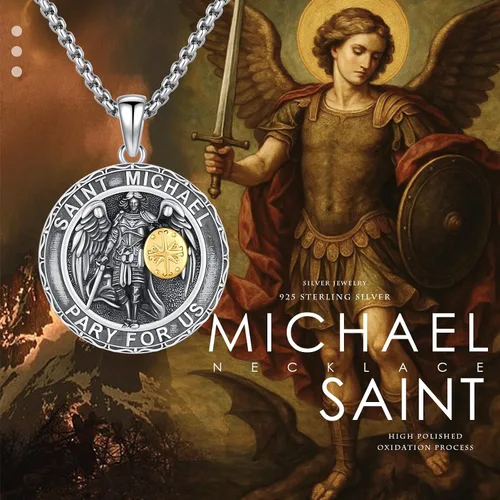 Miniatura 682 de Collar con colgante de plata de ley 925 con medalla de San Patrón, joyería religiosa para hombres y mujeres, con cadena de acero inoxidable 316L