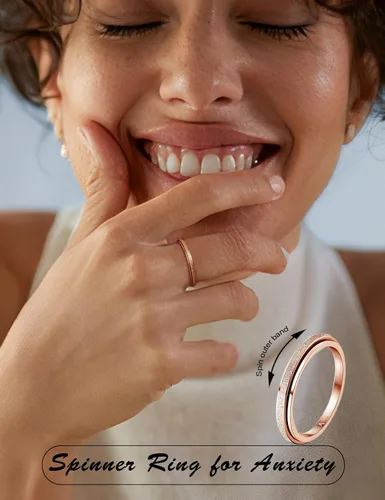 Miniatura 17 de Diamday Anillos antiestrés para mujeres y hombres – Anillo giratorio de acero inoxidable de 2/4 para aliviar la ansiedad y el estrés, con purpurina