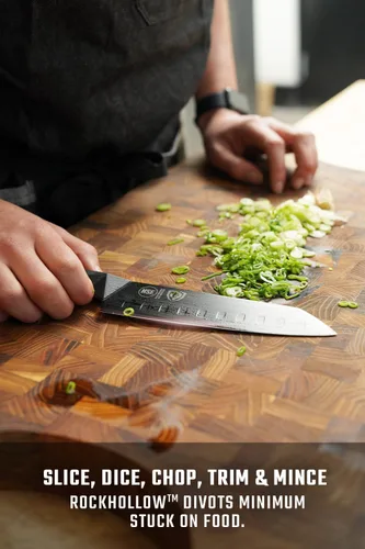 Miniatura 3 de Dalstrong Santoku - Cuchillo de 7 pulgadas, serie Shadow Black, cuchillo de cocina extremadamente afilado, recubierto de nitruro de titanio negro