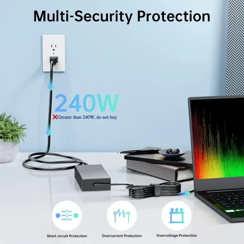 Miniatura 4 de Cargador Zephyrus de 240 W apto para Asus Rog Zephyrus G14 G15 G16 M16 S15 S17 Flow X16 Strix Scar 15 17 G15 G17 Tuf A15 A17 F15 F17 FA506 FA507