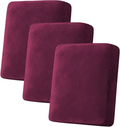 Miniatura 185 de H.VERSAILTEX - Funda de terciopelo elástica y afelpada para protección de cojines de sofá biplaza, silla o sofá, 2 piezas, tamaño grande, color gris