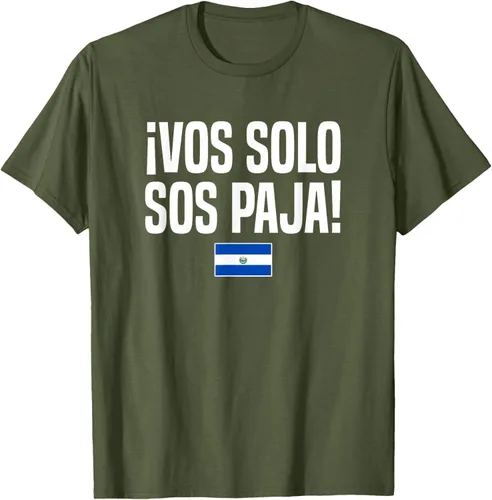 Miniatura 50 de Camiseta Vos Solo Sos Paja Salvadoran Slang Bandera de El Salvador, Negro